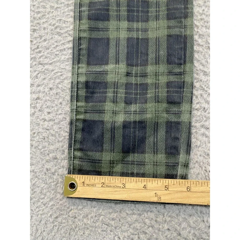Free People Overalls Womens W 27 Green Plaid Denim Zip Pocket Utility Cropped - Picture 7 of 13